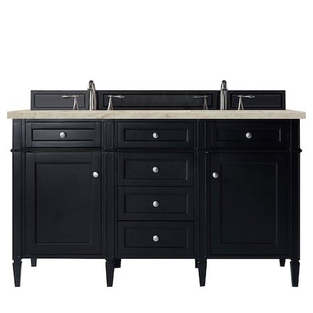 James Martin Vanities Brittany 60" Double Vanity, Black Onyx, w/ 3 CM Tajnar Eclos Top 650-V60D-BKO-3TJR
