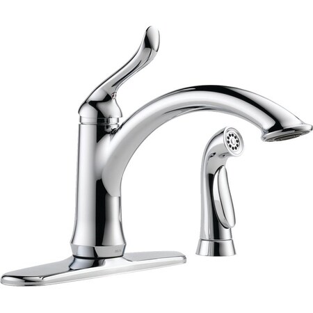 Delta Linden 4453-DST Kitchen Faucet with Side Spray, 1-Faucet Handle, 5-7/8 in H Spout, Zinc, Chrome 4453-DST