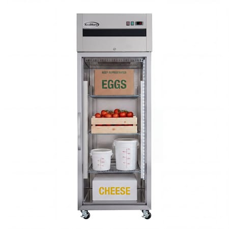 Koolmore 30 in. Glass-Door Reach-In Refrigerator with Top-Mounted Compressor, 25 cu. ft. in Stainless-Steel KM-RIR-1D-GD-TM
