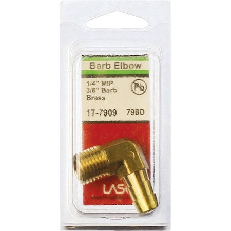 Westlake Pipe & Fittings 1/4'' MPTx3/8'' Hose Barbed 90 Deg. Brass Elbow, 1/4 Bend 17-7909