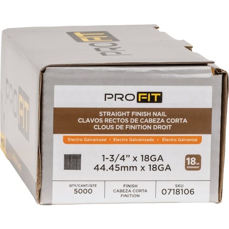 Pro-Fit 1-3/4'' 18 Gauge Electro Galvanized Brad Nail, 5000 Ct. 718106