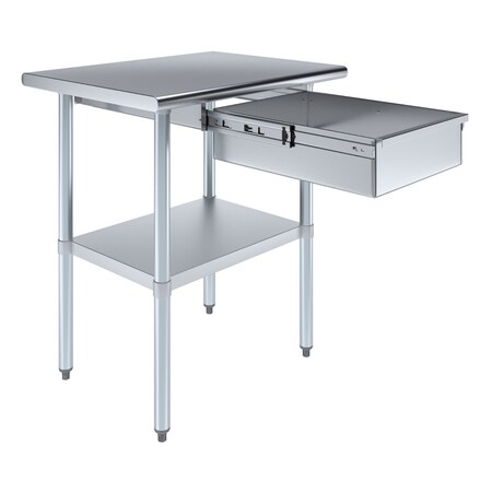 Amgood 24 in. x 30 in. Stainless Steel Table With Drawer AMG WT-2430 + DRAWER-1520-Z