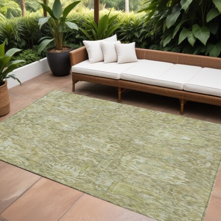 Homeroots 8' X 10' Sage And Green Damask Washable Indoor Outdoor Area Rug 603752