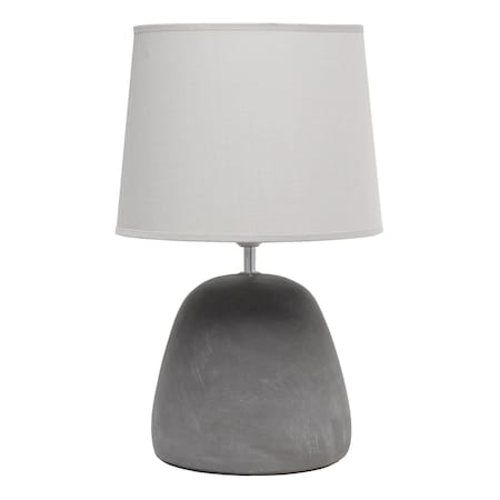 Homeroots 17" Dark Gray Concrete Round Table Lamp With Light Gray Drum Shade 643263