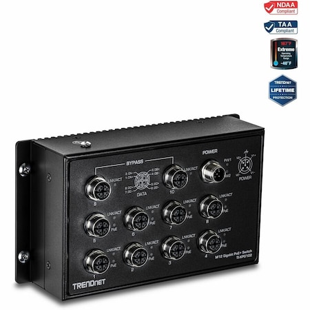 Trendnet 10-PORT INDUSTRIAL EN 50155 M12 GIGABIT POE+ RAILWAY SWITCH TI-XPG102