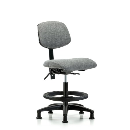 Blue Ridge Ergonomics Chair, Fabric, Med Bench, BF Glides, Gry, No Arms, 22" to 29" Height, Gray BR-FMBCH-RG-T0-A0-BF-RG-F44