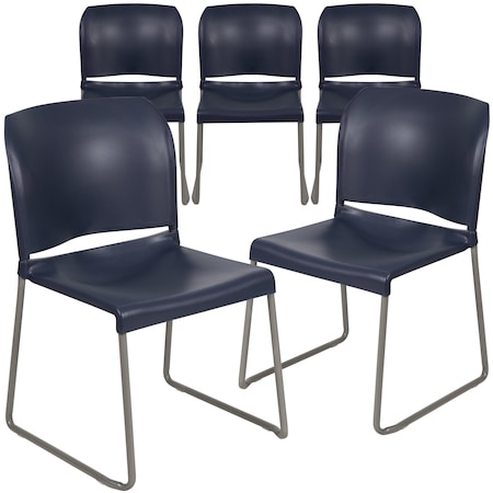 Flash Furniture Navy Plastic Stack Chair, PK5 5-RUT-238A-NY-GG