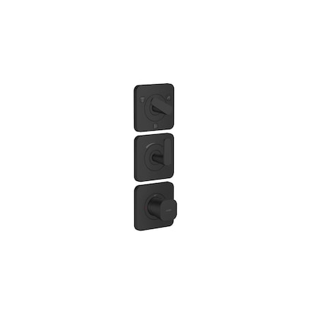 Axor Citterio C Thermostatic Module Trim 15" x 5" for 3 Functions- Cubic Cut in Matte Black 49711671