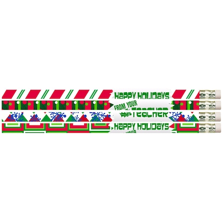 Musgrave Pencil Co Happy Holidays From Your Teacher Motivational Pencils, 144PK MUS2519D