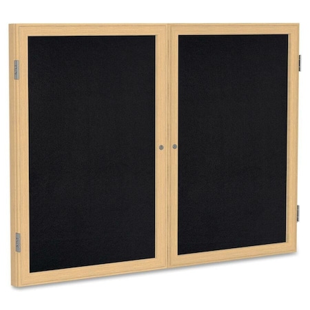 Ghent Enclosed Rubber Bulletin Board 36"x48", 2 Door PW23648TR-BK