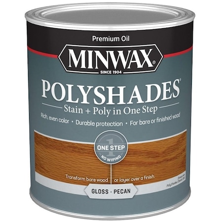 Minwax Waterbased Polyurethane Stain, Gloss, Liquid, Pecan, 1 qt, Can 61420444
