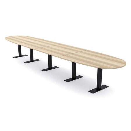 Skutchi Designs 18ft Conference Table With Power Unit | 18 Person Modular Boval Meeting Table | Harmony Series HAR-BOVL-48X216-T.BK-K525-NA