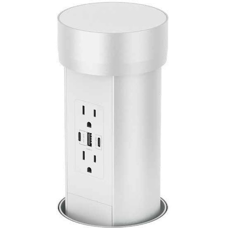 Docking Drawer Electrical Charging Outlet Pop-Up 2 AC 2 USB-C 1 USB-A Silver 15 Amps for Countertop 1514-730S