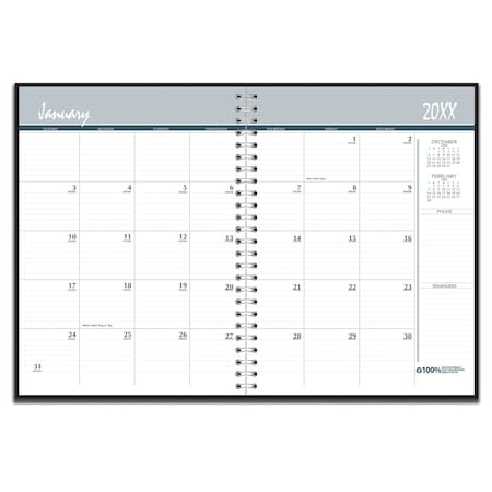 House Of Doolittle Monthly Planner, Classic, 14 Months, Dec-Jan, 8.5 in x 11 in, Black Cover 262-02