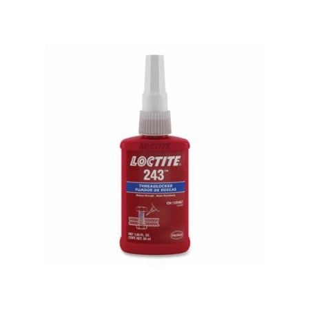 Loctite 243, Medium-Strength Primerless Threadlocker, 0.5 mL, 1/4 in to 3/4 in dia, Blue 442-1330255