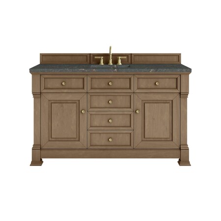 James Martin Vanities Brookfield 60 in. Single Vanity, Pecan w/ 3 CM Parisien Bleu Silestone Top 547-V60S-PCN-3PBL