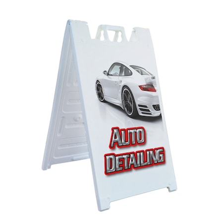 Signmission Auto Detailing, A-Frame & 2 Decals Installed, Heavy-Duty Plastic Frame SBHD-D-2436-Auto Detailing
