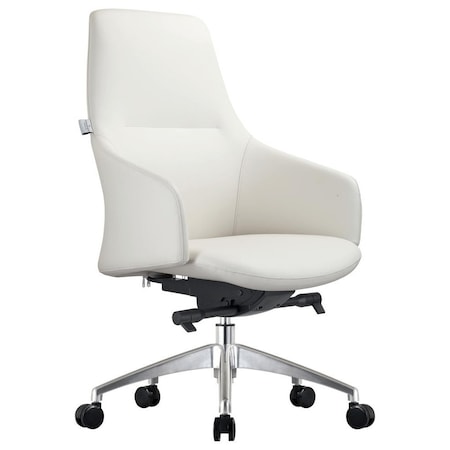 Leisuremod Celeste Office Chair in Upholstered Leather and Iron Frame with Swivel and Tilt, White CO20WL