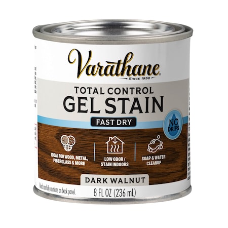 Varathane One Step Water-Based Gel Wood Stain, Dark Walnut, 1/2 Pint 245331