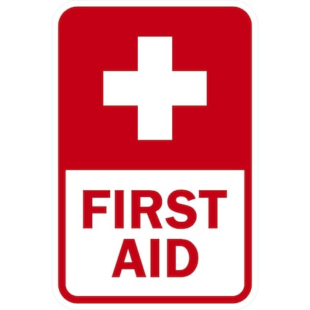 Lyle First Aid (With Cross Symbol), 12x18, Non-Reflective, White G-4562-NA_12x18