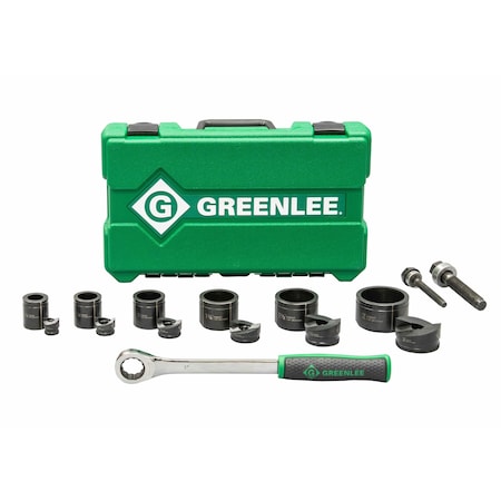 Greenlee Slug-Buster Knockout Punch Kit w/ Hex Ratchet Wrench, 1/2" - 2" Conduit Size, Up to 10 ga Mild Steel 7238SB