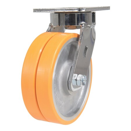 Vestil Sirius Polyurethane Dual Swivel Caster 6 In. Diameter x 2 In. Width 1500 lb Orange/Gray CST-FXE-6X2DSI-S
