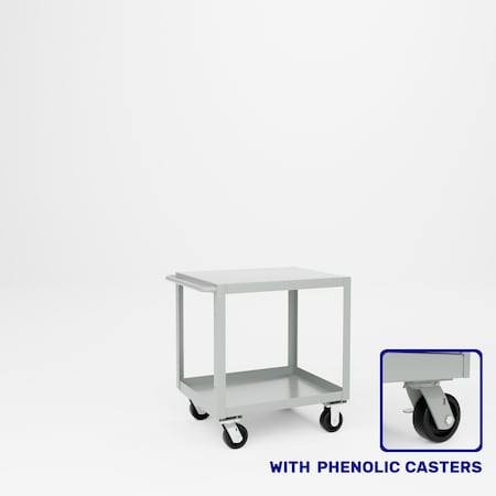 Pucel Heavy Duty Shop Truck, 30 in W x 24 in D x 33.5 in H, Two Shelves, Push Handle, Gray 2430-DT-2P