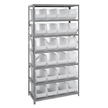 Quantum Storage Systems 7 SHELF UNIT W/24 BINS CLEAR QSBU-265CL