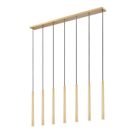 Z-Lite Forest 7 Light Linear Chandelier, Modern Gold, 54 In W 919MP24-7L-MGLD-LED