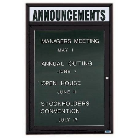 Aarco Outdoor Enclosed Directory w/ Al Frame Header, Powder Coated Black, 24''Hx18''W OADC2418HBK
