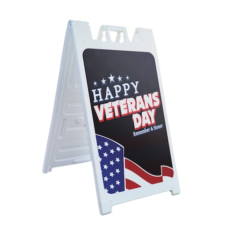 Signmission Happy Veterans Day, A-Frame & 2 Sign Inserts, Heavy-Duty Plastic Frame SBHD-C-2436-30392