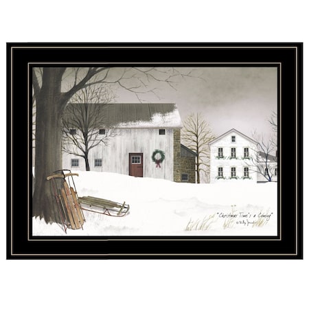 Homeroots Christmas Time is coming 2 Black Framed Print Wall Art 406261