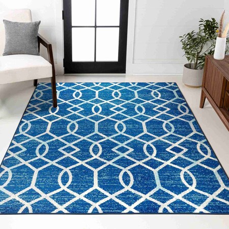 Jonathan Y Asilah Ogee Fretwork Blue/Gray 4 ft. x 6 ft. Area Rug MOH104B-4