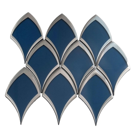 Apollo Tile Mirari 10x12 in. Blue, Gray Glossy Glass Fish-shaped Mosaic Wall Tile (4.25 sq ft/case) 5PK APLMNC8810MAA