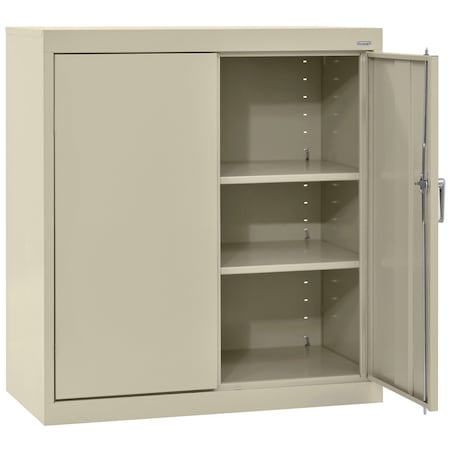 Sandusky Lee Medium Duty Welded Steel Counter-Height Storage Cabinet, 36x24x36, Putty CA21362436-07
