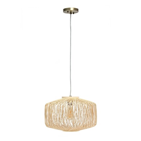 Homeroots Natural Unique Statement Rattan Ceiling Light With Natural Shades 651675