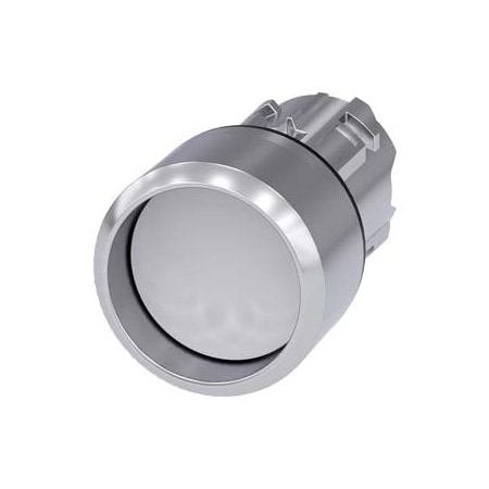 Siemens Pushbutton, 22 mm, round, metal, shiny, white, Front ring, high 3SU1050-0CB60-0AA0-ZY15