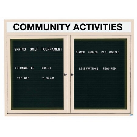 Aarco Illuminated Outdoor Enclosed Directory w/ Al Frame Header, Powder Coated Ivory, 36''Hx48''W OADC3648HIIV