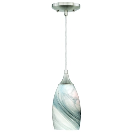 Vaxcel Milano Satin Nickel Mini Pendant Ceiling Light Gray White Glass P0176