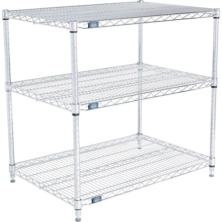 Global Industrial Nexel 3 Shelf, Stainless Steel Wire Shelving Unit, Starter, 36"W x 21"D x 34"H B3149726