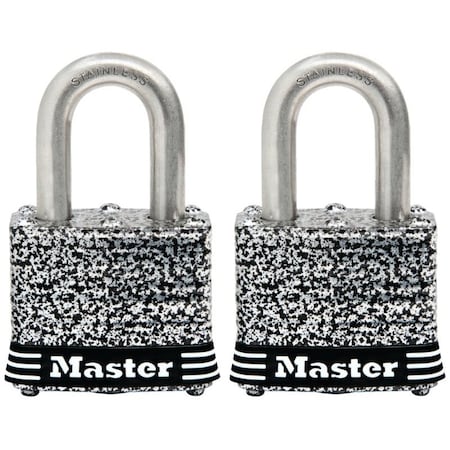 Master Lock Padlock, Keyed Alike Key, 9/32 in Dia Shackle, 3/4 in H Shackle, Stainless Steel Shackle, Steel Body 3SSTHC