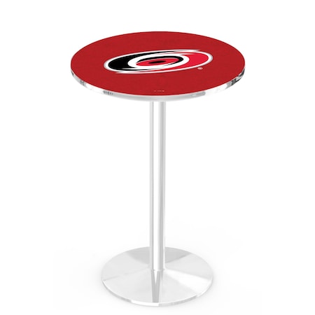Holland Bar Stool Co 42" Chrome Carolina Hurricanes Pub Table, 36" dia. Top L214C4236CarHur