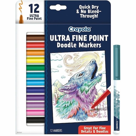 Crayola Doodle & Draw Ultra Fine Point Doodle Marker, 12 Colors, 24PK 58-8313