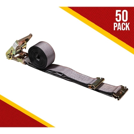 Mytee Products 50 Pack 2ft'x16ft Grey Heavy Duty E Track Ratchet Strap for Enclosed Trailers, 4000 lbs, 50PK ETKRS216x50