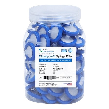 Foxx Life Sciences Syringe Filters, PK100 748-2216-FLS