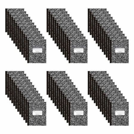 Roaring Spring Case of Black Marble Composition Notebooks, Wide Ruled, 60 sht, 9.75"x7.75", Flexible Covers, PK72 77505cs