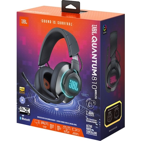 Jbl Quantum 810 Noise Cancelling Wireless Bluetooth Over Ear Gaming Headset, Black JBLQ810WLBLKAM