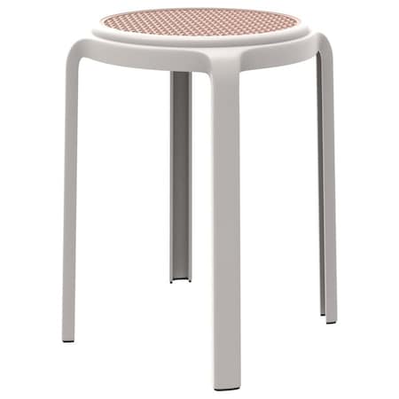 Leisuremod Tresse Stackable Plastic Round Dining Stool with Wicker Seat, White TSR13WH