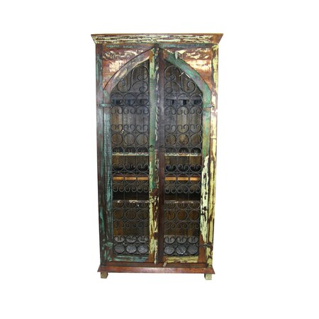 Homeroots 42in Brown Solid Wood Frame Curio Cabinet With One Shelf 489033