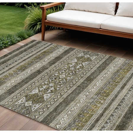 Homeroots 8' X 10' Taupe Beige And Ivory Southwestern Washable Indoor Outdoor Area Rug 582869